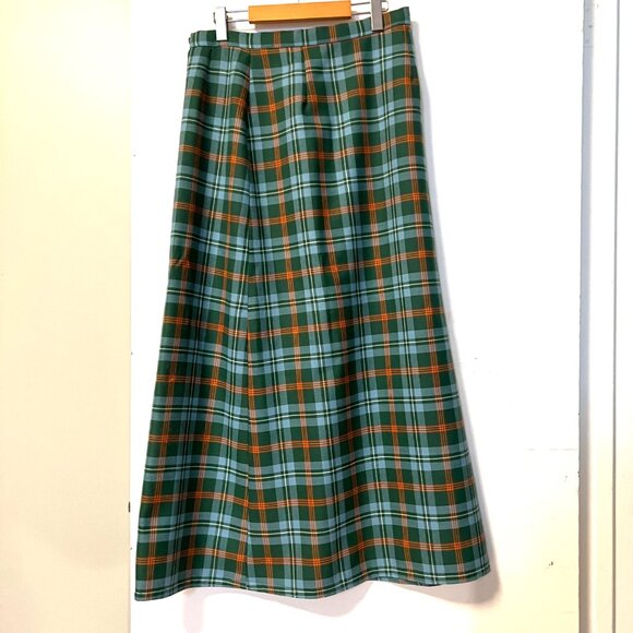 Irish Tartan Midi Maxi Skirt Wrap Style Plaid Ireland Colours Vintage - Picture 6 of 6